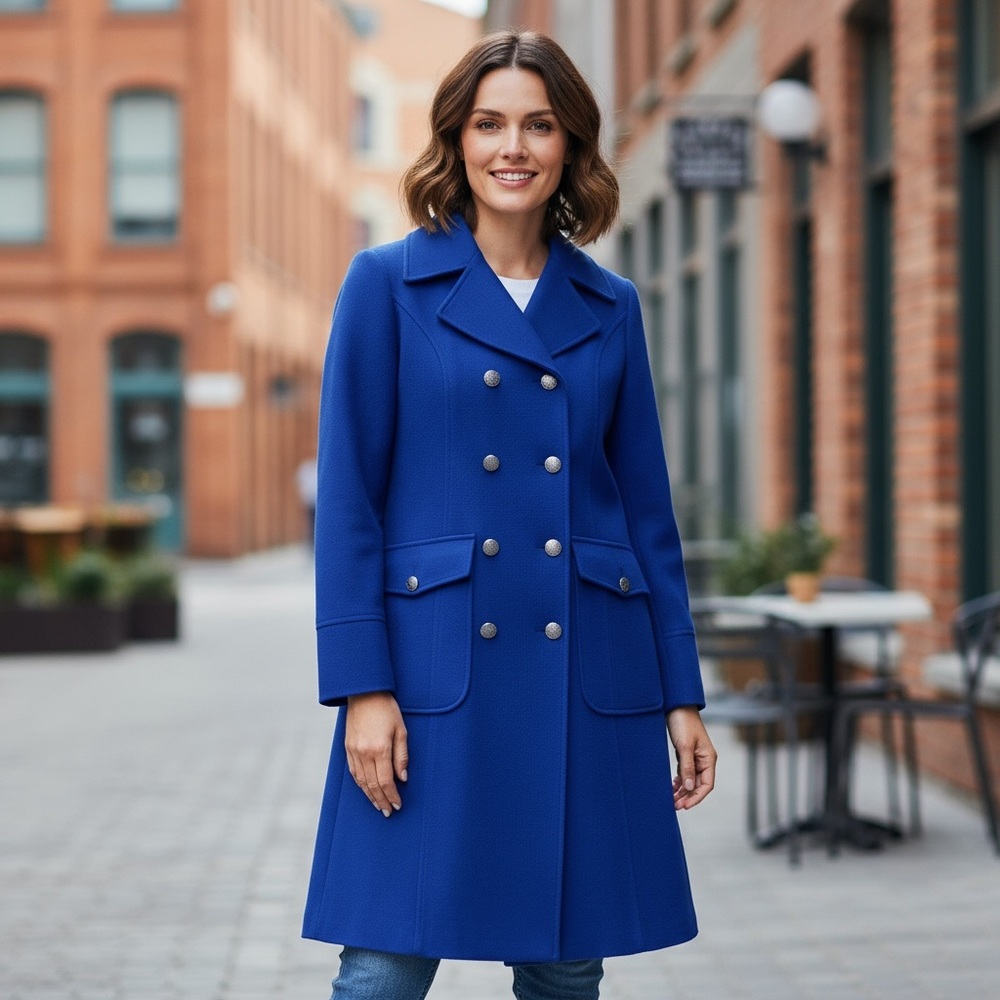 Navy Blue Double-Breasted Coat